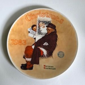 1983 Christmas Norman Rockwell Collector Plate " Santa in the Subway "